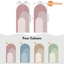 SUPSTICKER 2入大尺寸波希米亞風層次拱門牆貼，可撕貼可移除 PVC 牆貼，適用兒童房、育兒室、臥室，17.72x70.87英吋 - 彩色 - 查看 3