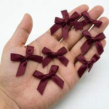 50pcs/Pack 4cm Satin Ribbon Bows, Multi-Color Options, Suitable For Gift Wrapping, Hair Accessories DIY, Valentine's Day Gift - Burgundy - View 7