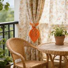 2 pièces Embrasse de rideau macramé, embrasses de rideaux de fenêtre de style bohème, décoration de feuilles tissées à la main pour embrasses de rideaux - 2 pièces - Voir 9