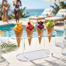 1pc Clear Black Acrylic Ice Cream Cone Holder Stand For Waffle Cone Hand Roll Display On Summer Pool Party Wedding Birthday Buffet Aesthetic Food Riser - Multicolor - View 5