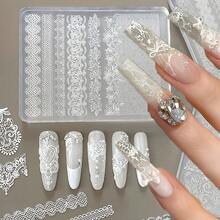 1 khuôn silicon 3D hình ren, khuôn silicon khắc hình hoa hồng ren dùng làm móng nghệ thuật, khuôn trong suốt, dụng cụ làm móng thủ công trang trí. - Nhiều màu - Xem 9