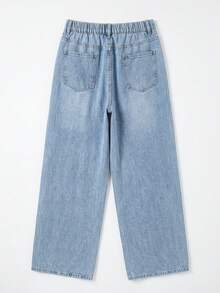 Plus Size Casual Fashion Washed Loose Wide-Leg Jeans Spring - Light Wash - View 8