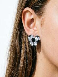 Acrylic Shiny Ball & Heart Shaped Earrings, Casual Sports Style, Fashionable Cross-Border European And American Accessories - Football Heart - View 5