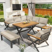 Modular Outdoor Seating Set With Modern Design - Beige - View 4