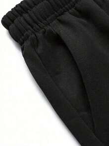 Men's Casual Loose Straight Leg Sweatpants With Printed Pattern, Suitable For Spring, Summer And Autumn Sports - Black - View 4