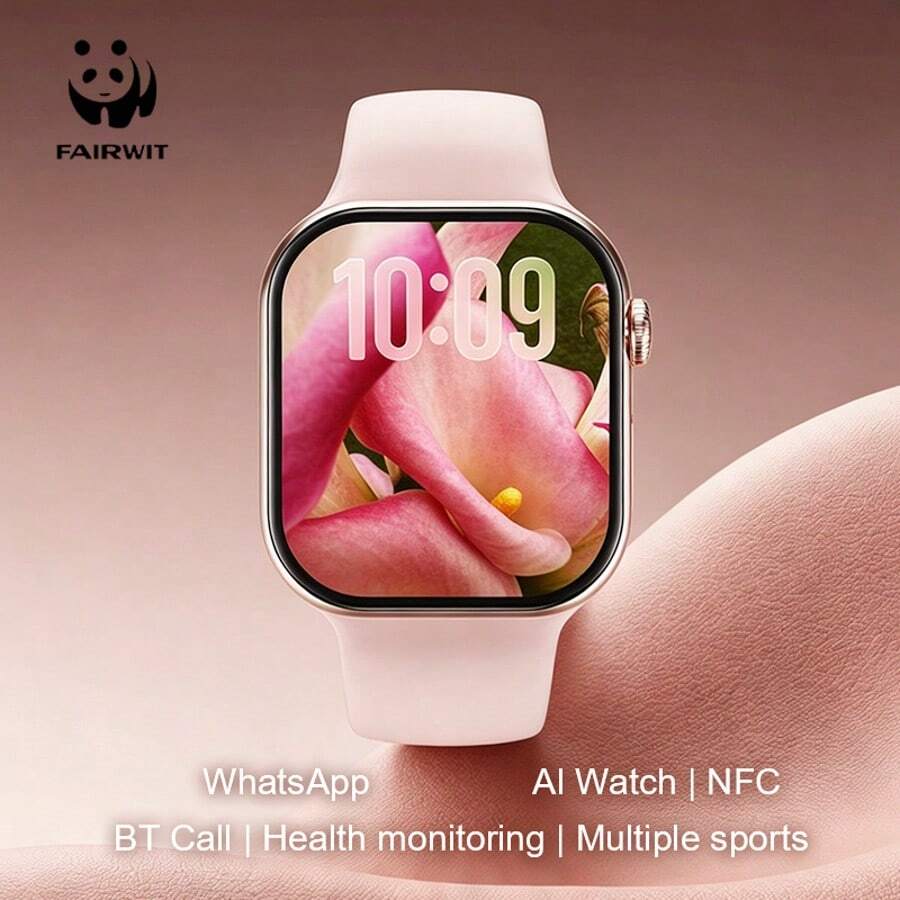 PANDA New 1.85" HD Full Touch Screen Smartwatch, Unisex, IP68 Waterproof, Supports Phone Dialing/Answering, Pedometer, Calorie Counting, Multiple Sports Modes, Notification Alerts, Multi-Functional Smartwatch Compatible With Android/IOS, Christmas Gift - Pink - View 1