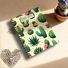DANPERJI 1 pieza Planificador de maestro personalizado sin fecha de 5.5x8.3 pulgadas 2026-2027 | Regalo | Diseño floral, con calendario de tres años, registro de contraseñas, adecuado para cuaderno de maestros - cactus - Ver 5