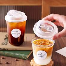 Clear Plastic Cups With Strawless Sip Lids Disposable Round Bottom Togo Cups For Coffee Smoothie Cold Beverage Coffee Shops And Party Catering Plastic Cups Disposable Plates Cups Picnic Essentials Dessert Cups - Transparent - View 1