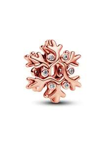 1 chiếc hạt charm hình trái tim và hoa màu vàng hồng lấp lánh, phù hợp với vòng tay hoặc dây chuyền dạng rắn nguyên bản, dùng để tự làm trang sức bạc 925, quà tặng trang sức cho nữ, con gái. - Hoa hồng vàng - Xem 46