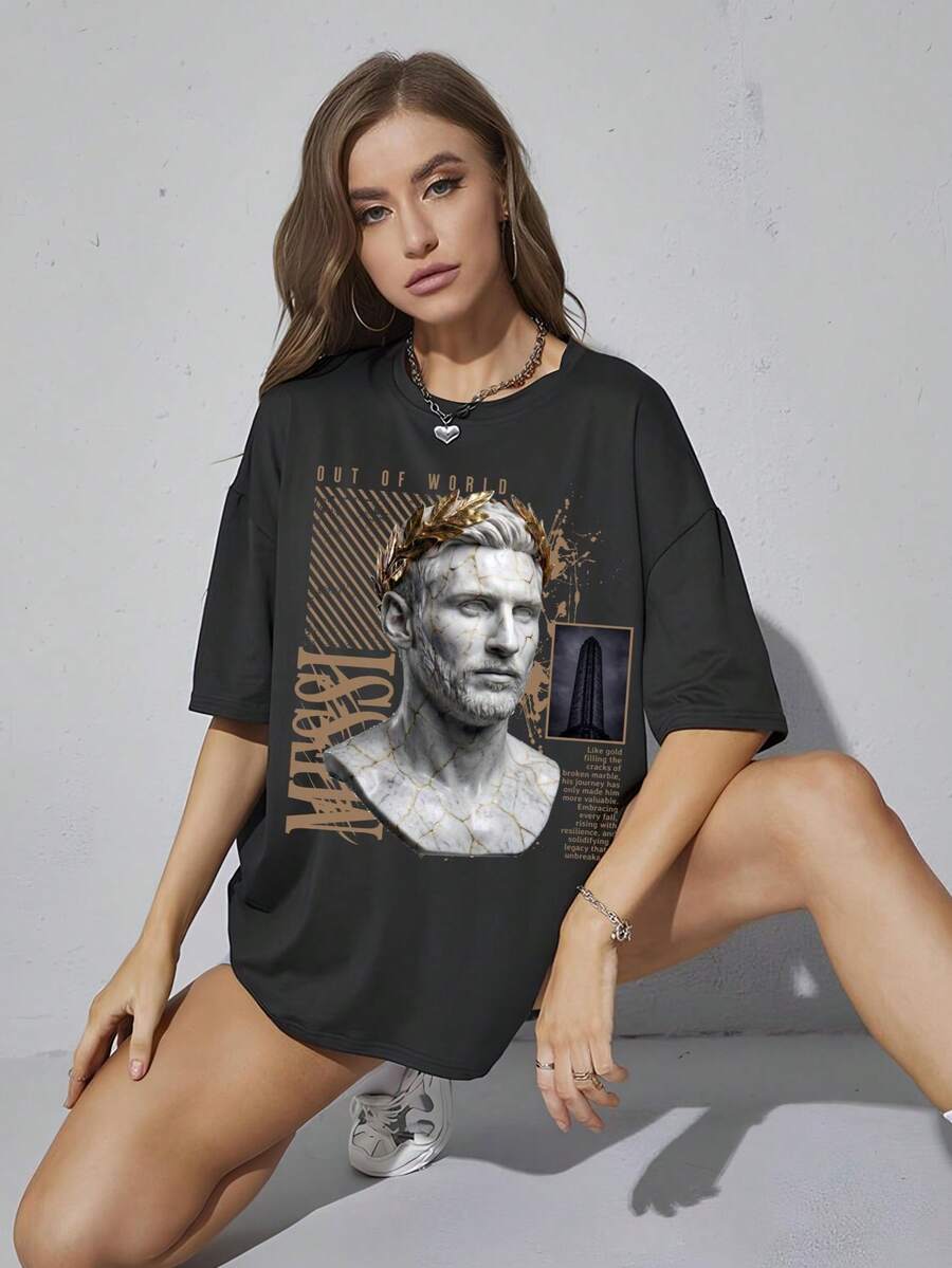 Li Onel M Essi Graphic T Shirt Black Oversized Football Tee Argentina Legend Streetwear Soccer Fan Shirt Vintage Style Uni - 黑色 - 查看 1