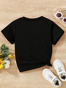 Women's Comfortable T-Shirt With Round Neck, Short Sleeve, Cotton Blend, Soft And Breathable, Casual Clothing For Spring And Summer, Urban Style - Hitam - View 4