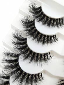 7 pares de pestañas de gato naturales y largas, transparentes, adecuadas para principiantes, exquisitas y cómodas, perfectas para uso diario, citas y vacaciones - Negro - Ver 3