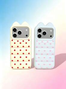 1 chiếc ốp lưng điện thoại hình tai mèo chấm bi 3D tối giản, tương thích với Apple 17 Pro Max, 15/16 Pro, 13 Pro, 17, 14 Pro, ốp bảo vệ chống rơi bằng silicon, thiết kế tối giản dành cho nữ. - Nhiều màu - Xem 1