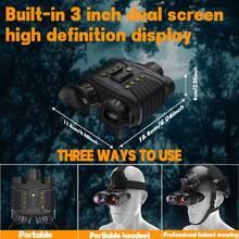 Thiết bị nhìn đêm hồng ngoại 4K HD dành cho người lớn, zoom kỹ thuật số 8X, điều chỉnh độ sáng hồng ngoại 7X, tầm nhìn tối hoàn toàn 300m, dung lượng pin lớn 4500mAh. - màu đen - Xem 9