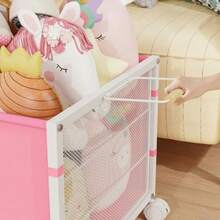 JBBTOOL Caja de juguetes grande organizador de almacenamiento de juguetes para niños pecho de juguetes para niños pequeños con ruedas de 360° caja de juguetes para sala de estar caja de juguetes - 2Rosa 1PC - Ver 8