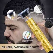 BLUTOOL 4-In-1 Professional Hair Clippers Set, Cordless Beard Trimmer & Electric Shavers Kit, LCD Display Barber Clippers For Men, USB Rechargeable Grooming Kit, Perfect Gift For Christmas/Birthday/Father's Day - Gold - View 6