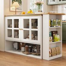 360° Rotating Dining Table, Simple And Modern Design, Multifunctional, Ideal For The Bedroom, Living Room Or Dining Room. It Is Equipped With A Snack Shelf, 5 Shelves And A Rotating Sideboard With Shelves And Glass Doors, White. - White - View 5