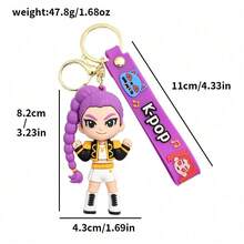 Hasbro Bộ 1 móc khóa Giáng sinh hình thần tượng dễ thương, mặt dây chuyền hình cô gái hoạt hình, móc khóa hình hổ, móc khóa đôi, phụ kiện trang trí túi hình anime, quà tặng ngày lễ cho bạn bè (Silicon) - Nhiều màu - Xem 6