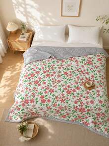 1pc Ultra Soft & Breathable Quilt - Lightweight All-Season Bedding, Modern Floral Plaid Pattern, 100% Polyester, Machine Washable, Suitable For Single/Double Bed, Hotel, Camping & Home Decor, Luxury Hotel Bedding | Modern Quilted Design | Embossed, Autumn Decor, Room Decor - Multicolor - View 12