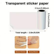 1/3/5 rollos de papel térmico autoadhesivo transparente, papel de impresión térmica brillante para impresoras portátiles mini, 57mm x 2.5mm, etiquetas térmicas transparentes adecuadas para la mayoría de las impresoras de bolsillo IA - Ver 8