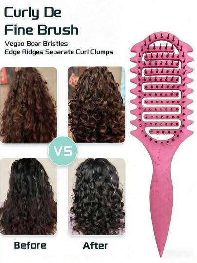 1pc Newly Upgraded Curling Brush With A Hollow Design, Special Comb Teeth And Structure, Suitable For All Hair Types, Reducing Hair Loss, Tangles And Split Ends. Unisex, Lightweight Curling Brush With A Ventilated Design For Quick Drying, Gently Styling Curls, Easily Creating Curls. A Hair Care Product, Suitable For Salon Use, Daily Use, Back-To-School Season, Travel, Etc,Holiday Essentials,Curly Hair Brush,Hair Accessaries,Bag Essentials