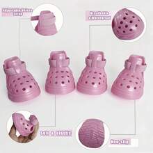 Pink Hollow-Out Pet Clogs, Adjustable Strap Paw Shoes, Stylish Footwear For Small Dogs & Cats, Indoor & Outdoor Walks - 銹玫瑰. - 查看 7
