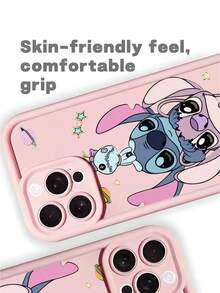 1pc New Airbag Reinforced Anti-Drop Phone Case, Officially Authorized Disney Stitch Cute Cartoon Minimalist Style Unique Pattern Phone Case, Thick Protective Cover, Compatible With Apple 17 Pro Max/Air/11/12/13/14 Plus/XR/15 Pro Max/13/17/15/16 Pro Max/16/14 - Pink - View 4