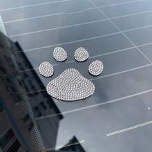 Sparkly Personalized Fun Cat Paw Rhinestone Car Decal - Cute Shiny Sticker, Suitable For Vehicle Interior, Fits Various Car Models, Cute Car Accessory - A - View 6