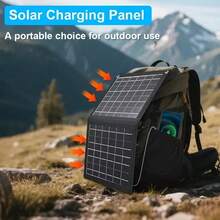 10W 折叠式太阳能充电器,便携式快速太阳能板,配备双 USB-A 和 USB-C 输出接口,适用于手机、移动电源、户外露营和应急电源。 - 查看 7
