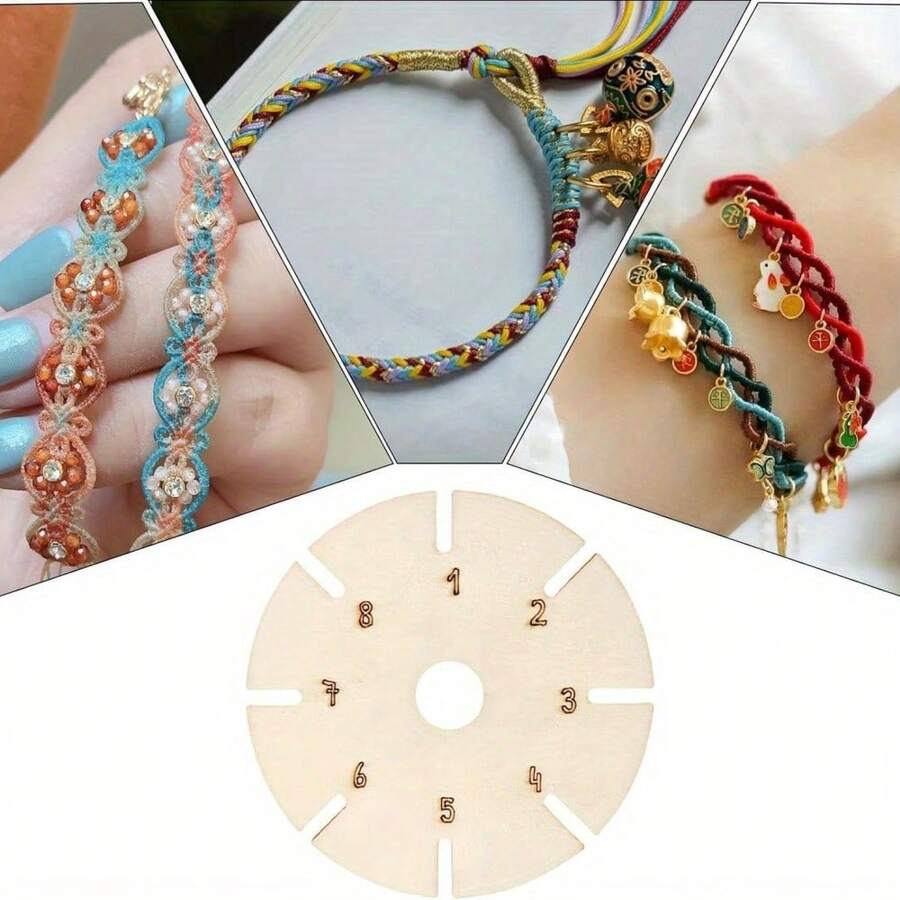 5/10 chiếc đĩa bện tròn bằng gỗ, nhẹ và bền, dùng để tự làm đồ thủ công, tạo kiểu bện tinh xảo, làm vòng tay.