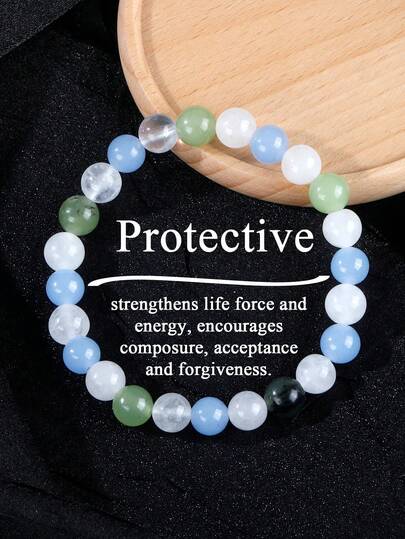 Boho Style Women Beaded Bracelet, Prehnite & Jade Unconditional Love, Strengthens Life Force, Energy Healing Friendship Spiritual Jewelry Gift For Men And Women