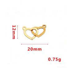 5 piezas de conectores de corazón entrelazados en oro y plata, eslabones de corazón doble de acero inoxidable 304 para hacer pulseras, collares y suministros de joyería DIY - conector - Ver 7