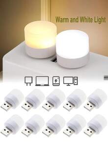[Đèn ngủ USB] Đèn ngủ mini USB 1 cái/6 cái, LED, nguồn USB, tùy chọn ánh sáng trắng ấm/hồng/xanh dương, dùng cho nhà, xe hơi, phòng ngủ, bàn làm việc, đèn trang trí xe, đèn ngủ để bàn, đèn ngủ cạnh giường. - Nhiều màu - Xem 2