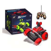 360° Stunt RC Car, Super Off-Road Radio Controlled Car With Flashing LED Lights - Multidirectional Driving - 360 Degree Vertical Rotation - Suitable For Children Over 3 Years Old - Speed And Fun - Red - View 1