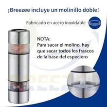 BREEZEE Especiero de Acero Inoxidable Giratorio 360º con 20 Frascos de Vidrio para Especias y Condimentos de Cocina Incluye Molino Doble Embudo Cucharas Medidoras Organizador de Alacena Gabinete - pago - Ver 6