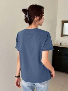 Camiseta con gráfico de letra - Azul 2 - Ver 3