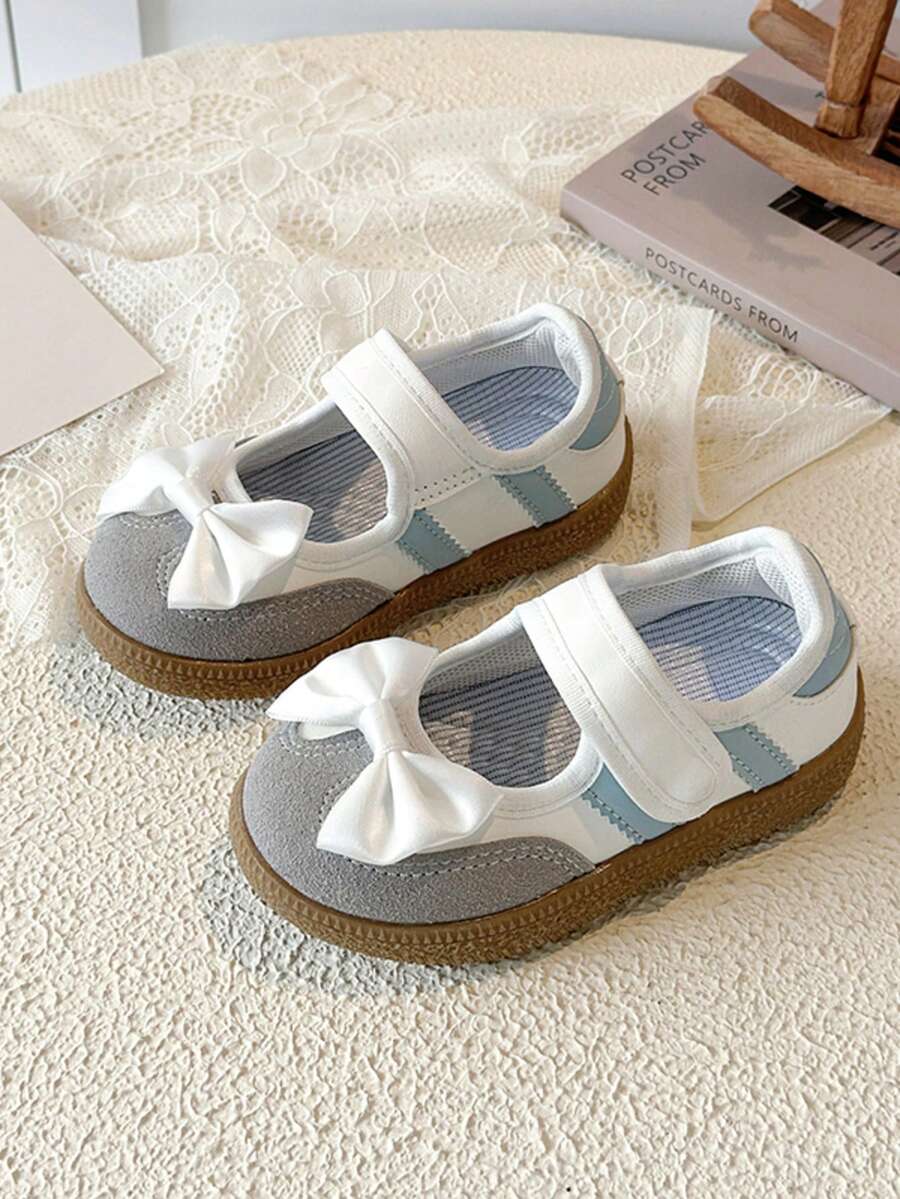 兒童可愛蝴蝶結一腳蹬鞋,幼兒軟底透氣休閒鞋,女童日常百搭爬行與行走運動鞋,返校季 - 白色 - 查看 1