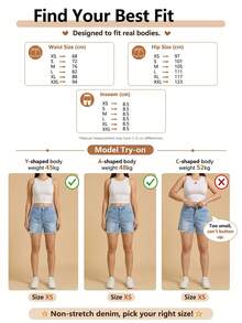 Pantalones cortos de mezclilla rectos y holgados de verano para mujer - Lavado ligero - Ver 6