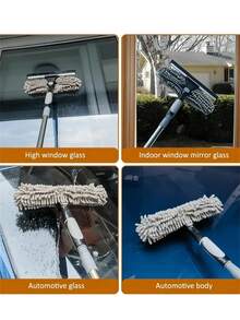 1 Set Of 2-In-1 Window Cleaning Brush And Scraper Set With Stainless Steel Pole, Reusable Scraper Brush For Outdoor, Glass And Window Cleaning, Including Multiple Components And Chenilla, Professional Cleaning Set For Indoor And Outdoor Cleaning - 2-in-1 Glass Brush - View 5