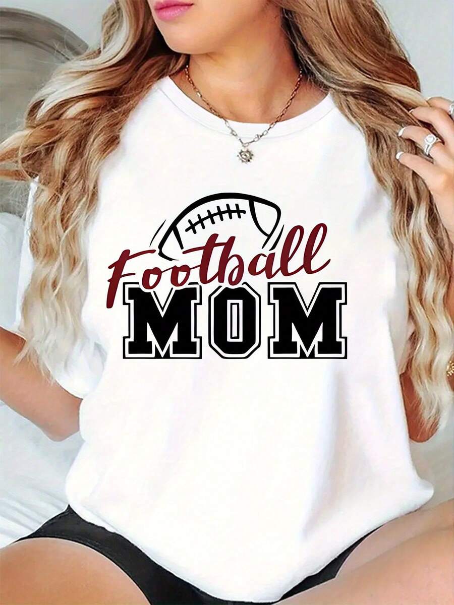 Women's Casual Sporty All-Season Comfort - Foothaee Mom Short Sleeve T-Shirt - Fashionable Casual And Energetic Sporty T-Shirt - 白色 - 查看 1