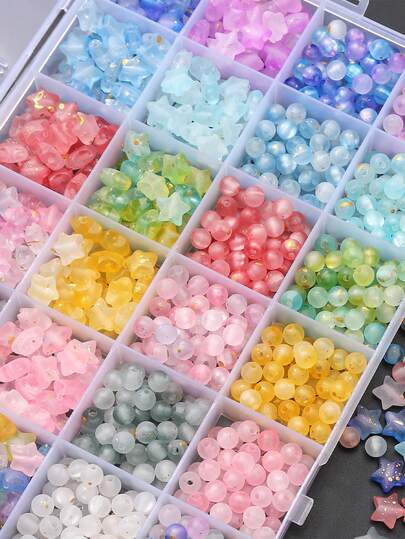 Bộ 1 hạt acrylic hình ngôi sao và hình tròn tinh tế, phủ nhũ vàng, bề mặt mờ bóng, nhiều màu sắc để lựa chọn, hoàn hảo cho việc tự làm trang sức, vòng tay, dây chuyền và các sản phẩm thủ công.