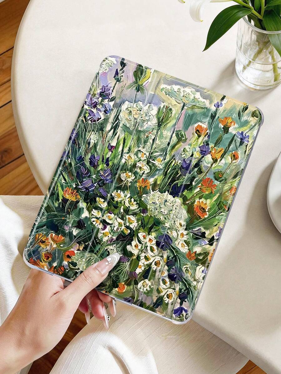 Ốp lưng máy tính bảng họa tiết tranh sơn dầu hoa lá màu xanh lá cây, tương thích với iPad Mini4/Mini5/Mini6/Mini7/Air/Air2/9.7/10.2/10.5/Air4/Air5/10.9/Pro 11-Inch/Thế hệ thứ 10/ Air 11-In.(M2)-2024/ Pro11-In.(M4)-2024/Air 11-Inch (M3) 2025/ (A16) 11 Inch Thế hệ thứ 11 2025/ Air 8(M4)2026(11-Inch), Galaxy Tab A8 10.5 Inch 2022. Không bao gồm bút cảm ứng. Có khe cắm bút cảm ứng tích hợp, chân đế gập 3 cạnh, viền TPU mềm bảo vệ chống rơi và mài mòn, chức năng từ tính tự động bật/tắt màn hình, thiết kế thanh lịch/sáng tạo/vui nhộn/cá tính/dễ thương. - Nhiều màu - Xem 1