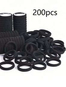 Bộ 200/100/50 chiếc dây buộc tóc nữ cơ bản, độ co giãn cao, màu đen, phù hợp cho tóc đuôi ngựa, nhiều kiểu tóc, phong cách thường ngày, phụ kiện tóc nữ, dây buộc tóc, phù hợp cho phụ nữ và bé gái, giữ chặt tóc dài, cũng phù hợp cho thanh thiếu niên | Dòng dây buộc tóc thời trang | Dây buộc tóc bền, du lịch, sinh nhật - màu đen - Xem 8