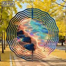 2D平面「發光海灘」金屬風鈴 - 10in X 10in 雙面懸掛裝飾,360°創意設計,鐵製材質,無需用電。戶外花園與庭院裝飾。適用於花園、庭院及室內空間的多功能裝飾。適合母親節、生日、婚禮及美國250週年慶典的壁掛裝飾,2D平面 - A - 查看 6