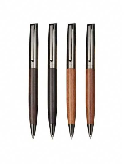 Premium Wooden Metal Ballpoint Pen - Elegant Natural Wood Grain, Smooth Rotating Mechanism, Pocket-Sized Portable Design, Ideal For Office, Journaling & Gifting, Classic Executive Style