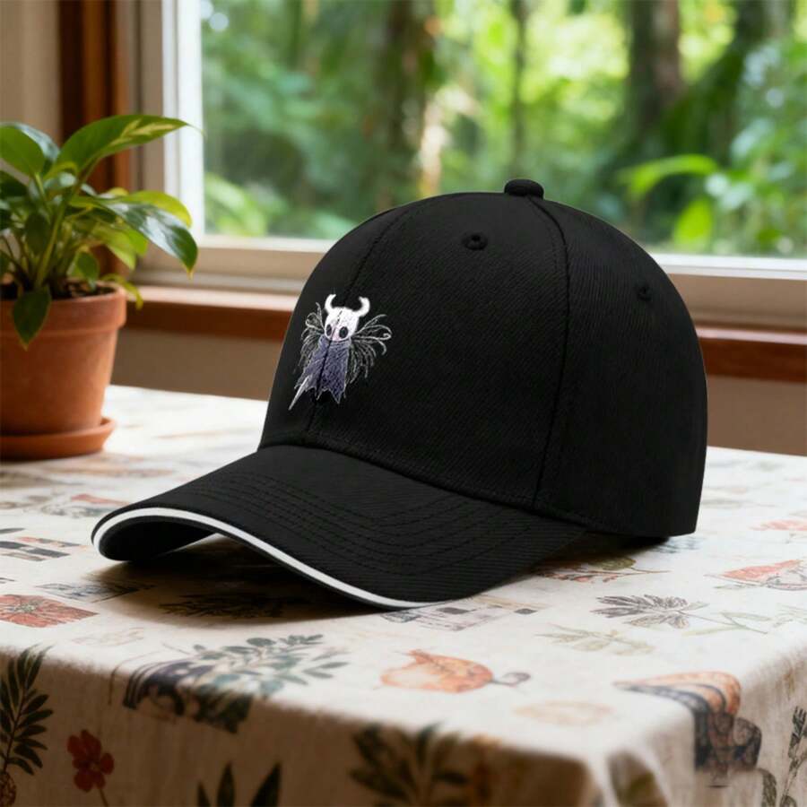 1pc Cave Knight Anime Manga Print Cap - Adjustable Lightweight Outdoor Baseball Hat Suitable For Casual & Themed Events (/Christmas/Valentine') - Streetwear Anime Hat For & Manga Fans - 黑色 - 查看 1