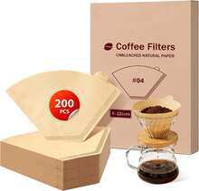 200 Count Coffee Filters #4, Disposable Cone Coffee Filters 8-12 Cup, Unbleached Natural Paper Size 04 Paper Filters For Pour Over And Drip Coffee Maker - ColorB - View 1