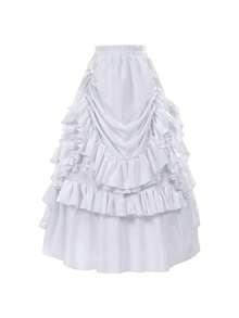 Women's Midi Skirt With Fitted Waist, Vintage Spring Style, Solid Color, Activity Dance Skirt, Cosplay Costume - Retro Miniskirt White - View 1