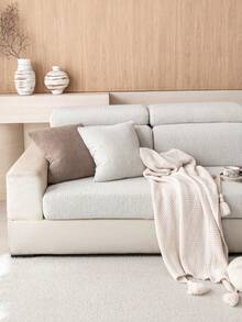1pc Solid Color Plush Elastic Sofa Cover, Bohemian Style Sofa Slipcover, Protects Sofa From Slipping And Scratches, Suitable For 1/2/3/4 Seat Sofas, Machine Washable, For All Seasons - Light Grey - View 6