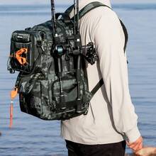50L BaitSpace Fishing Tackle Backpack With Removable Bait Binder & 4 Tackle Boxes, Rod Holders Storage Fishing Gear - Black Camo - View 10